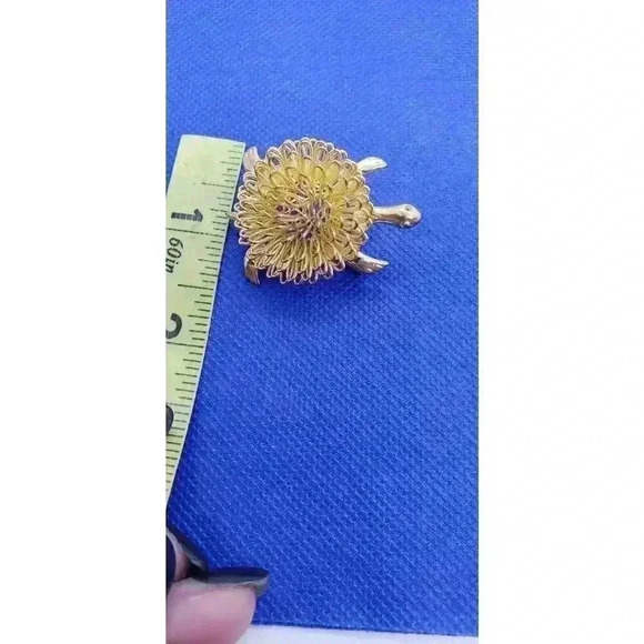 Vintage Brooch Turtle tortoise 10k Gold plated Wire Hand Wrapped Shell Figural - Picture 11 of 11